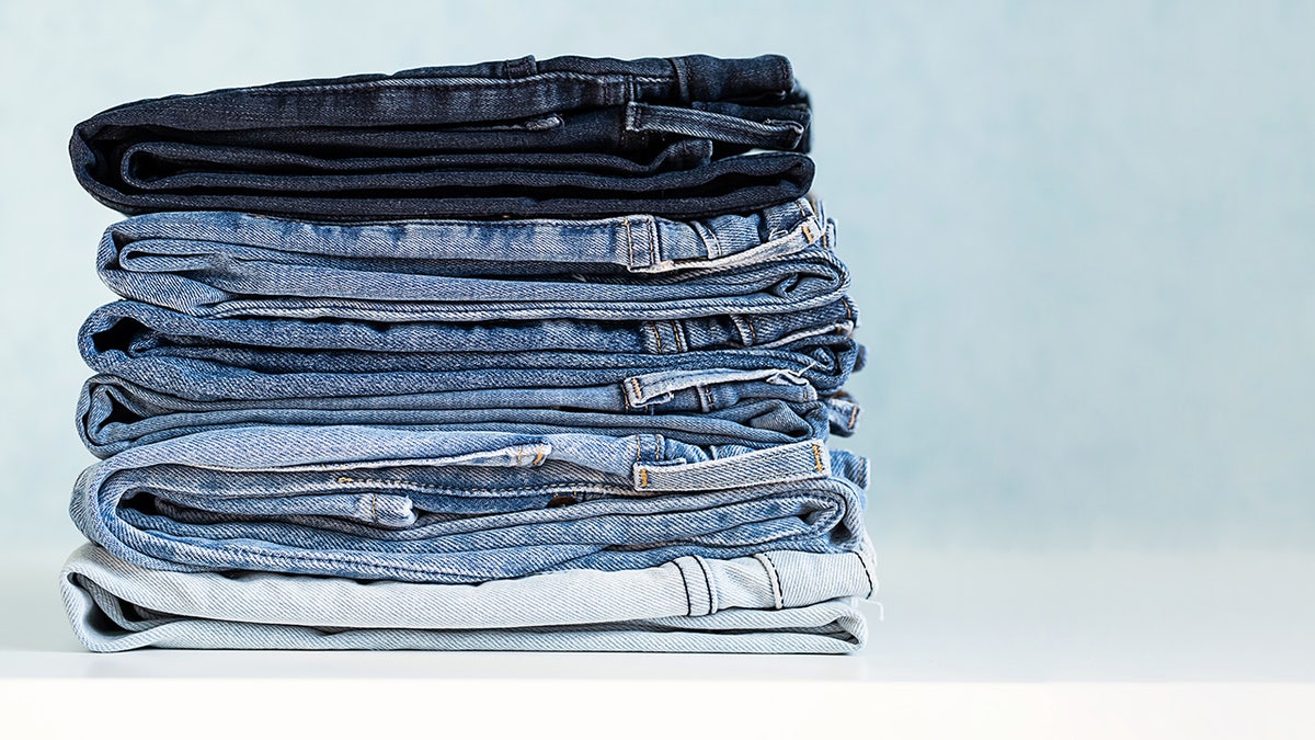 jeans folded in a pile
