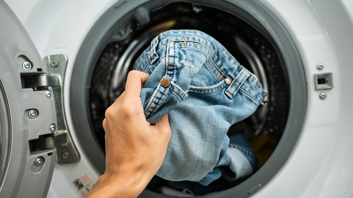 Jeans going in the washer