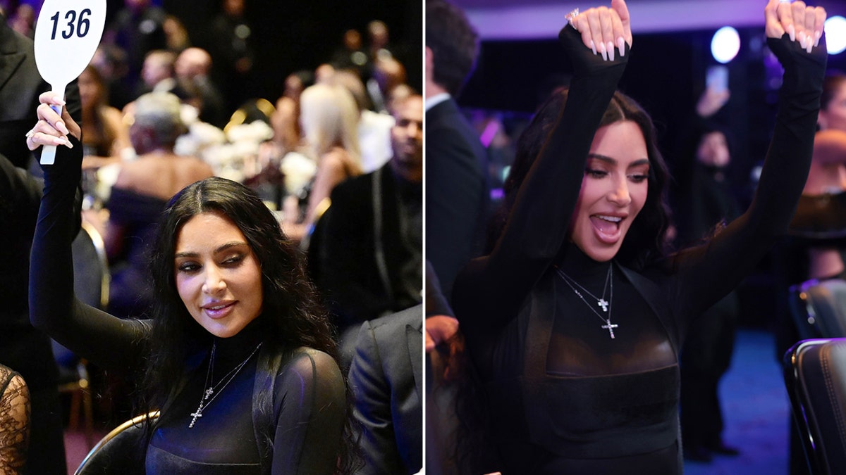Kim Kardashian sports sheer black dress at charity event