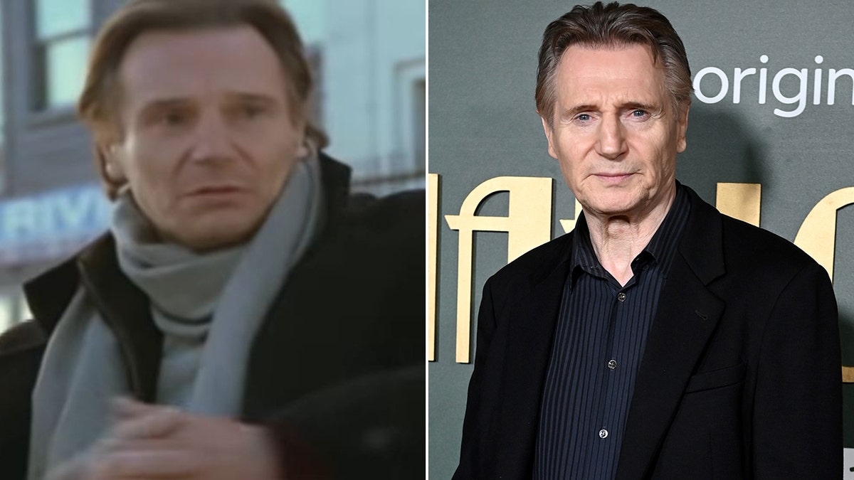 Liam Neeson then and now split