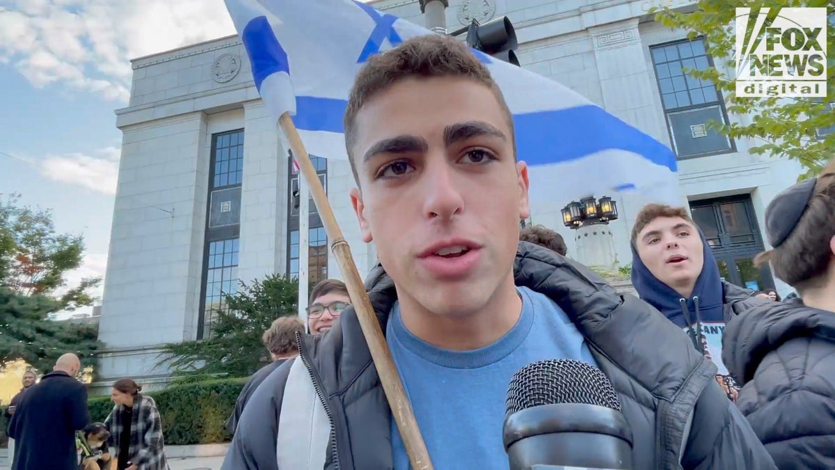 Pro-Israel demonstrator in Massachusetts
