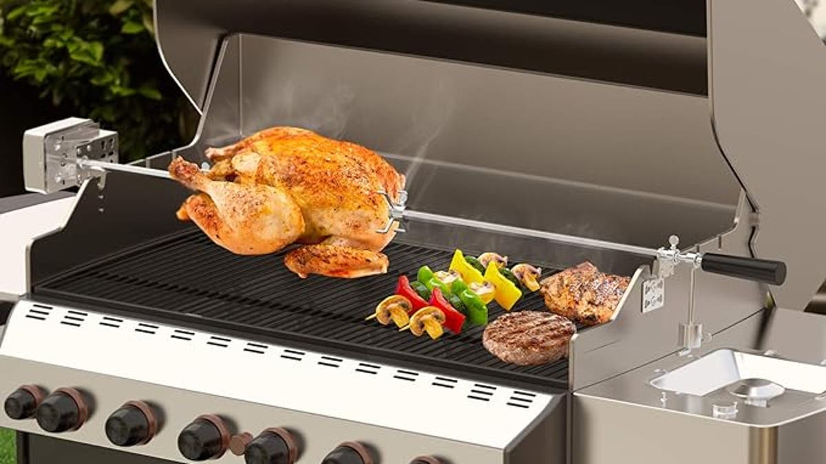 only fire Universal BBQ Grill Rotisserie Kit with 110V Electric Motor