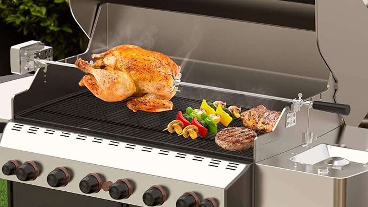 only fire Universal BBQ Grill Rotisserie Kit with 110V Electric Motor