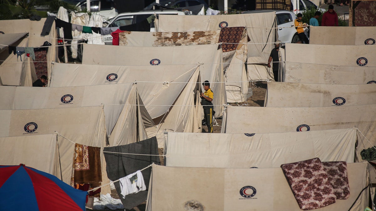 Rows of tents in the Gaza Strip