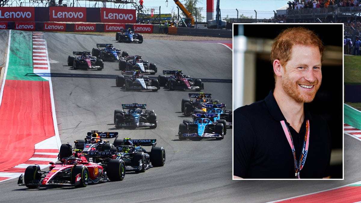 Il principe Harry sorride al Gran Premio di F1 in Texas