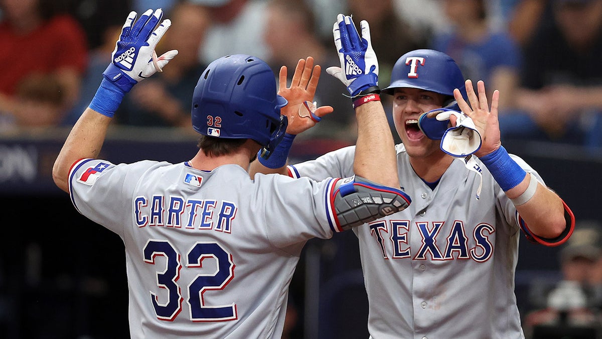 Texas Rangers celebrate home run