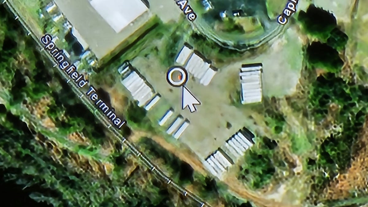 Bird's eye view of trailer where Robert Card's body and two guns were found
