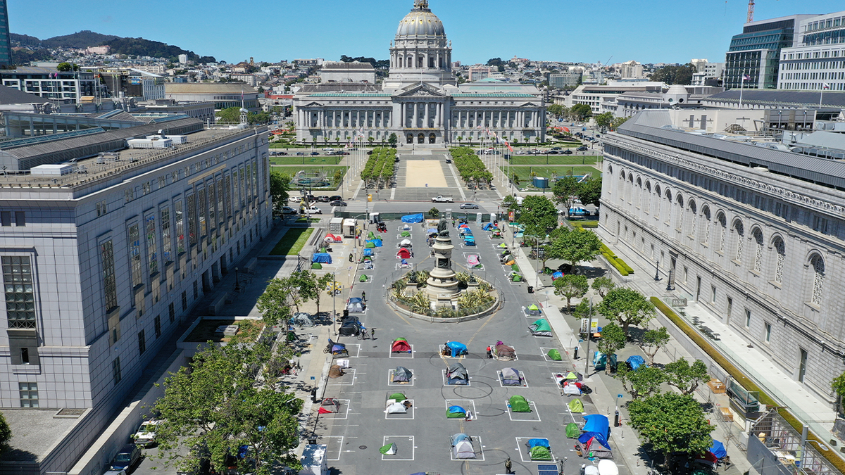 Socially distanced homeless tents