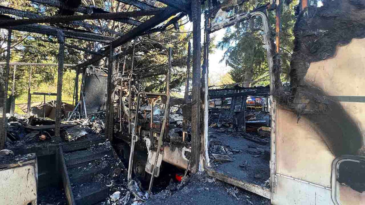 scorched interior of trailer