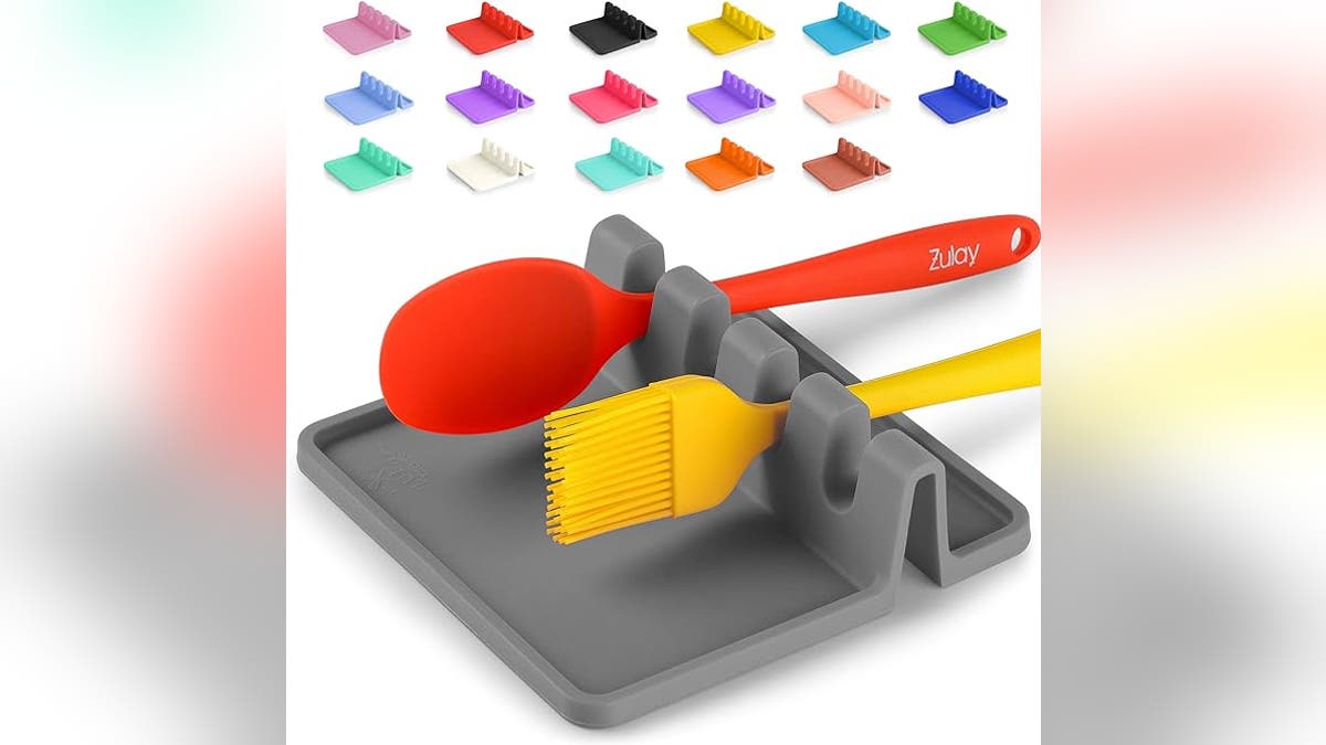Zulay Kitchen Silicone Utensil Rest with Drip Pad for Multiple Utensils 