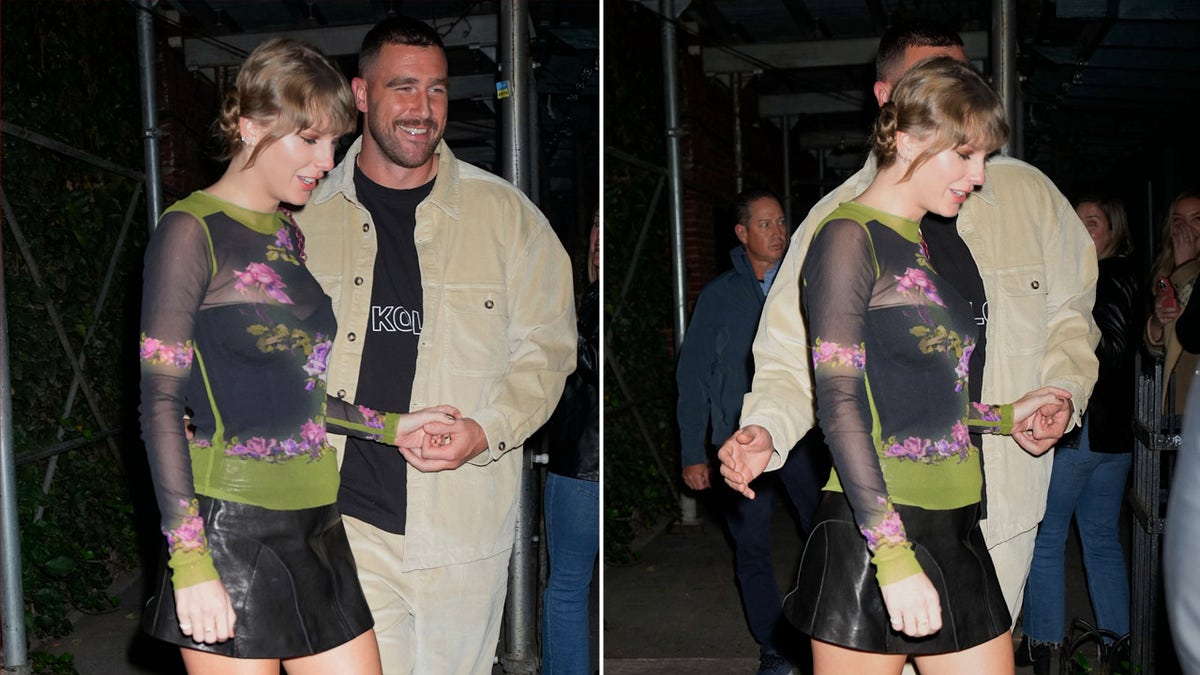 Taylor Swift e Travis Kelce si tengono per mano durante un appuntamento notturno