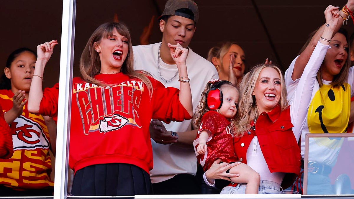 Taylor Swift and Brittany Mahomes at Arrowhead stadium with Jackson Mahomes