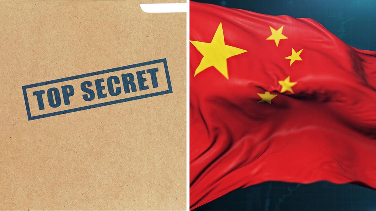 A split of a top secret document and the Chinese flag