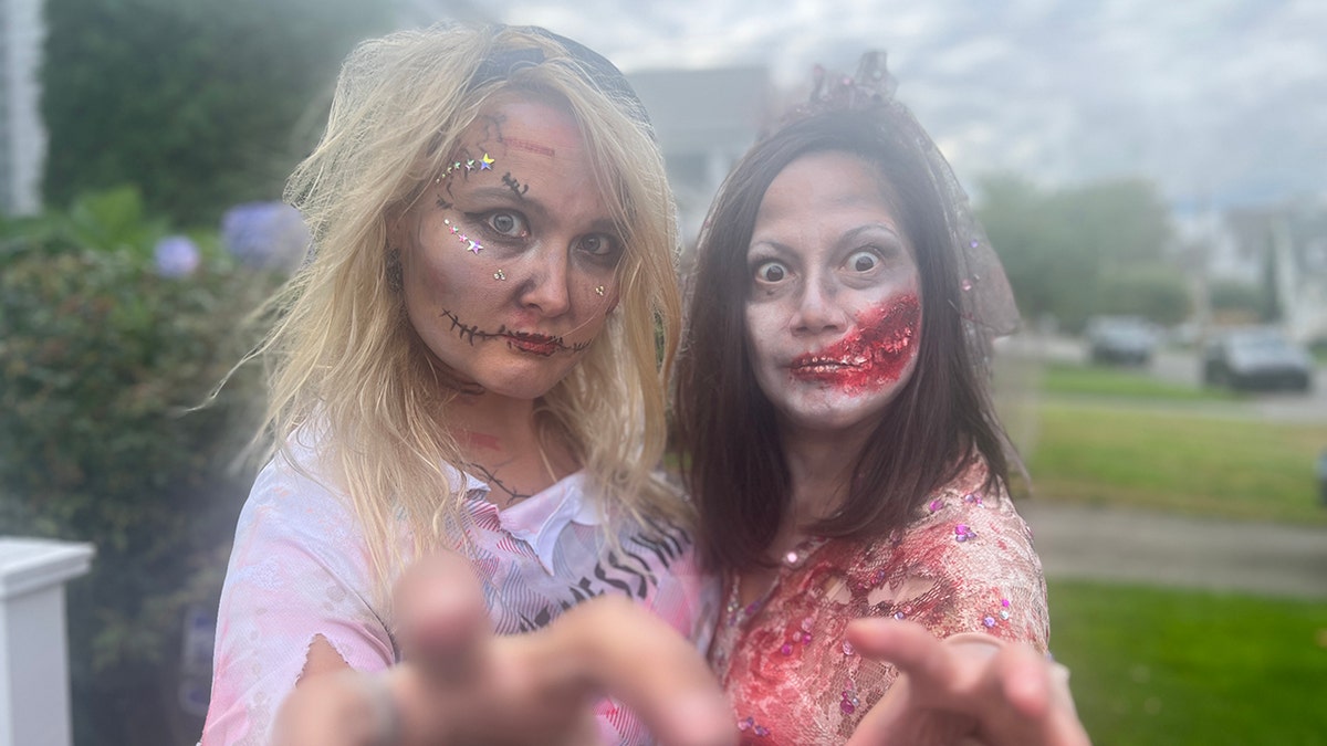 two mombies with makeup