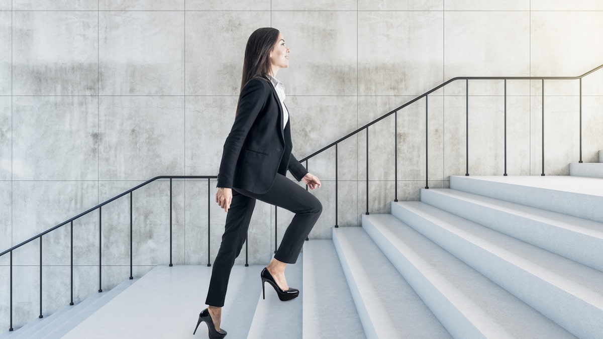 Woman on stairs