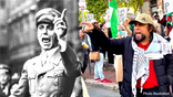 Goebbels photo illustration with protestor