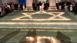 Candles form the Star of David on steps at MIT