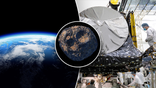 Earth, psyche spacecraft and psyche asteroid