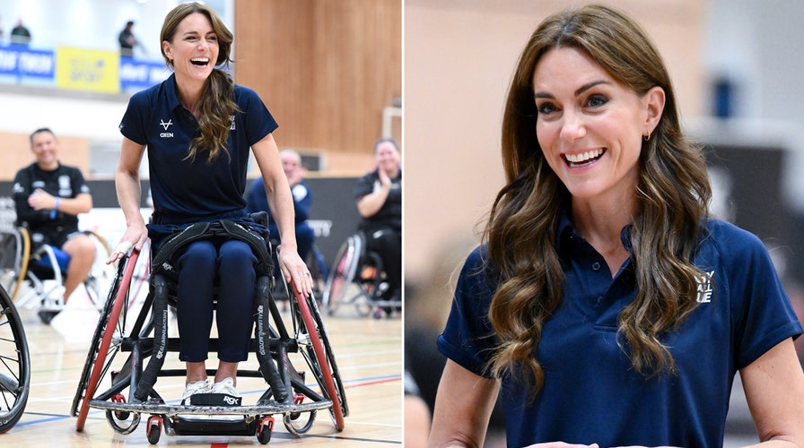 Kate Middleton suits up in sweats for wheelchair rugby match in England
