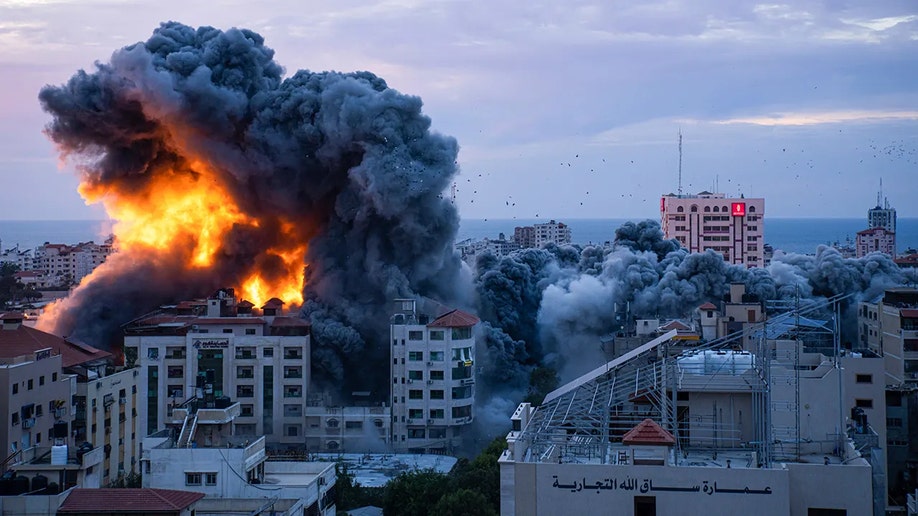 Gaza Strip building in flames