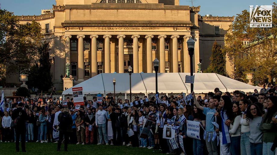 Pro-Israeli demonstrators attend a counter-protest at Columbia University