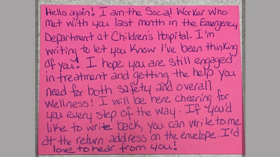 A note from a social worker to a teenager