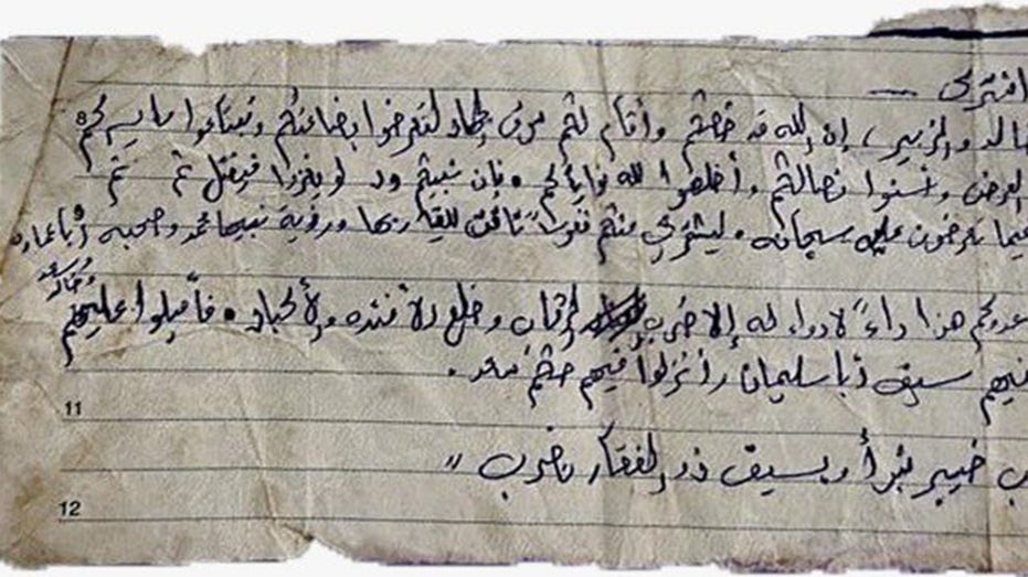 Israel air force reveals note Hamas fighter allegedly carried during Oct 7 attack