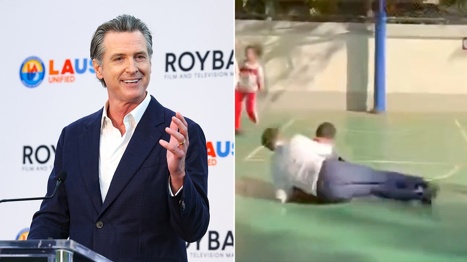 Gavin Newsom roasted for plowing into kid on basketball court in China: 'I can't stop watching'