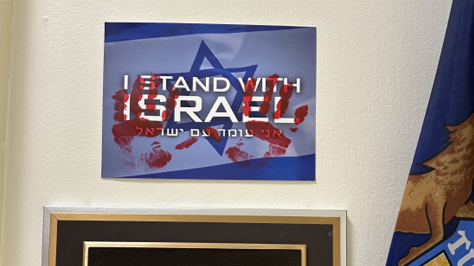 GOP lawmaker says pro-Israel sign at DC office defaced with bloody handprints