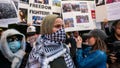 Supporters of both Israeli and Palestinians engage with each other at Columbia University on Oct. 12 in New York City.