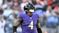 Jason Pierre-Paul #4 of the Baltimore Ravens celebrates during the game against the Denver Broncos at M&amp;amp;T Bank Stadium on December 04, 2022 in Baltimore, Maryland.