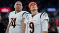 Cincinnati Bengals quarterback Joe Burrow (9) looks on at the sideline in the second half of an NFL football game against the Baltimore Ravens in Baltimore, Thursday, Nov. 16, 2023.