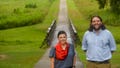 Tracie Revis, left, a citizen of the Muscogee Creek Nation, and Seth Clark, mayor pro-tem of Macon, stand near the Earth Lodge, where Native Americans met for a 1,000 years until their forced removal in the 1820s, on Aug. 22, 2022, in Macon, Ga. A National Park Service study released Thursday, Nov. 16, 2023 provides Congress with a road map to federally protecting land along 50 miles of the Ocmulgee River.