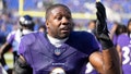 Roquan Smith #0 of the Baltimore Ravens reacts as he leads a huddle prior to an NFL football game between the Baltimore Ravens and the Seattle Seahawks at M&amp;amp;T Bank Stadium on November 05, 2023 in Baltimore, Maryland.