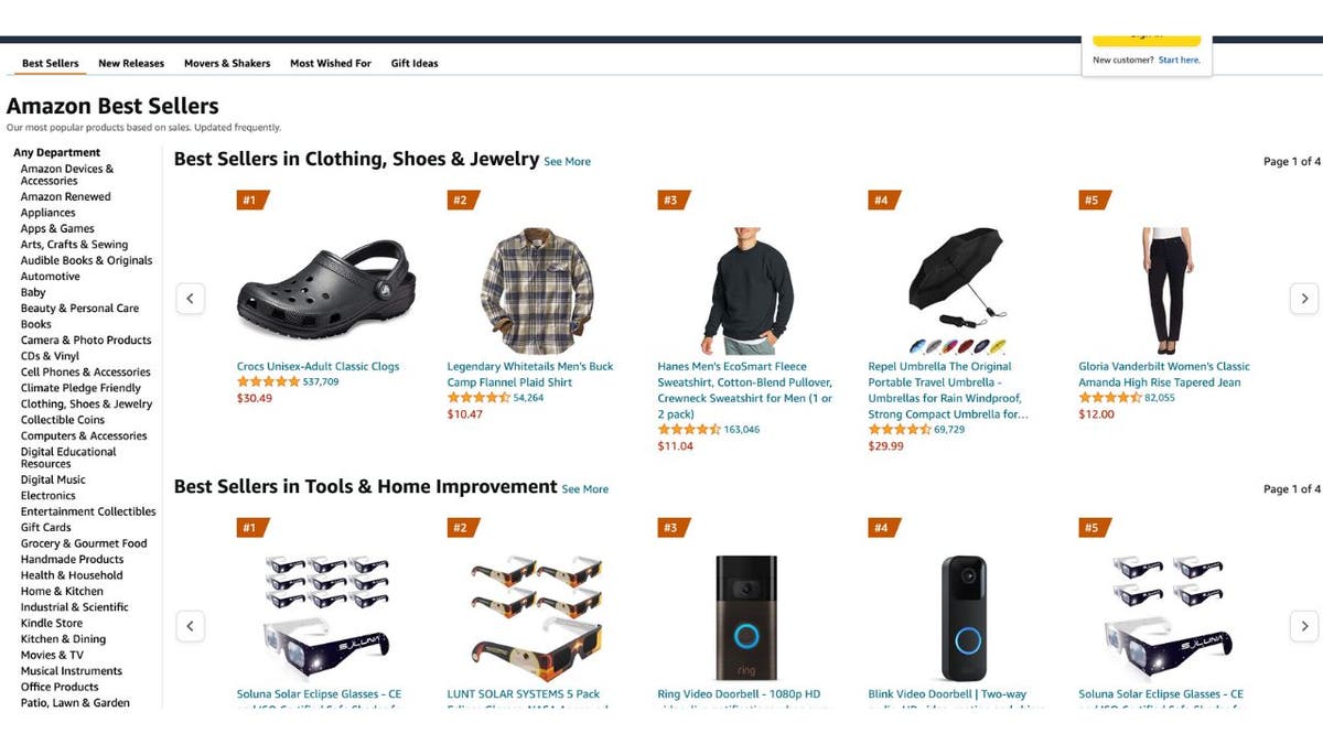 Screenshot of Amazon.com