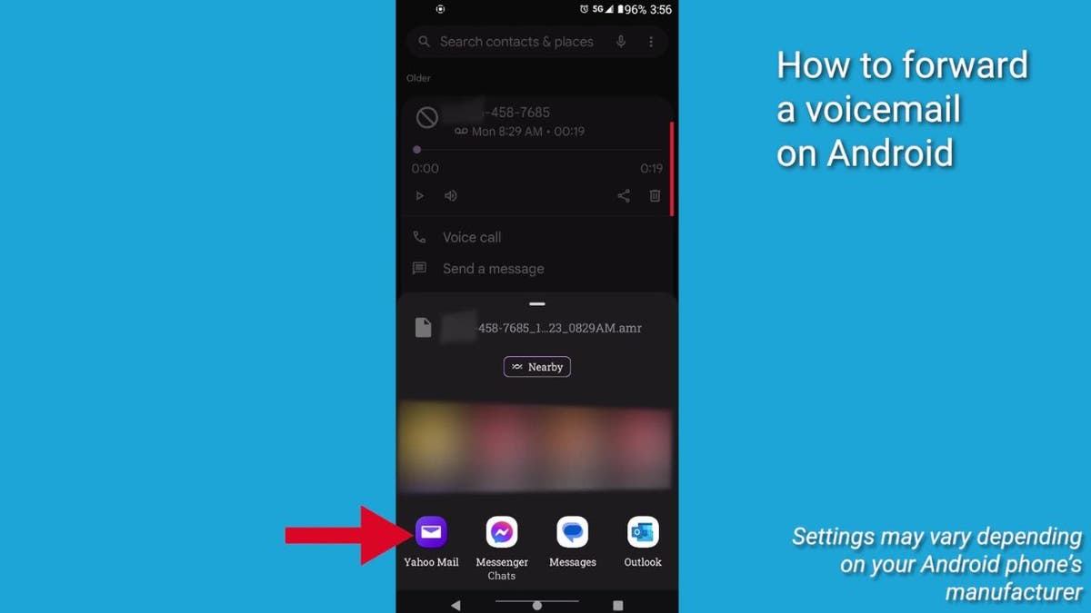 Android telefondaki sesli mesaj ses klibinin görüntüsü