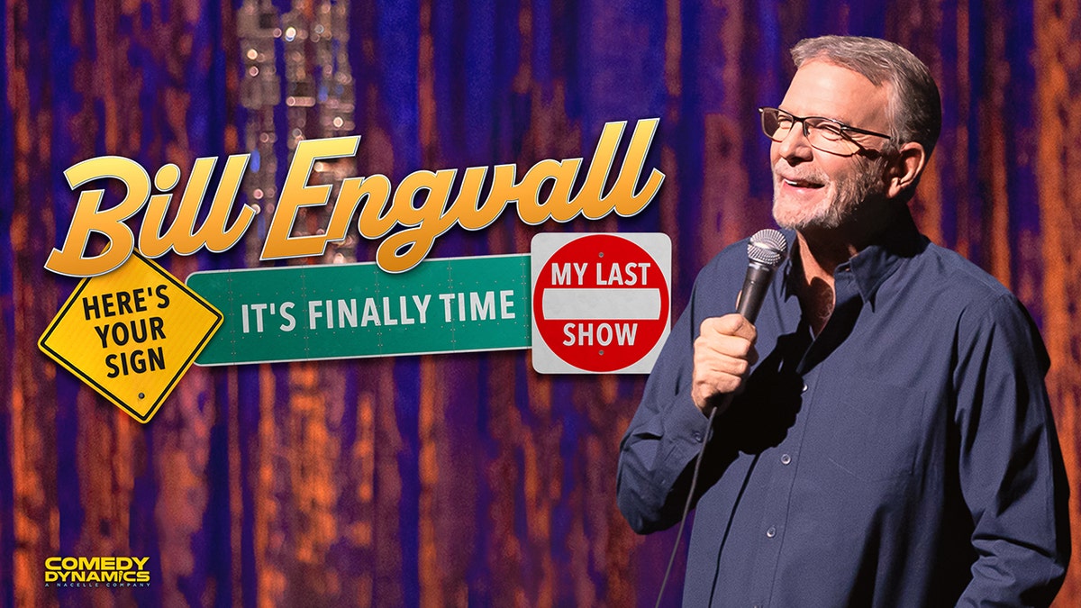 Bill Engvall with a microphone in art for his final comedy special