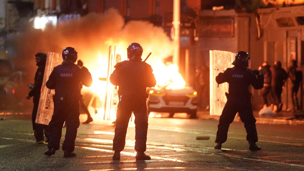 Fiery Dublin riot scene