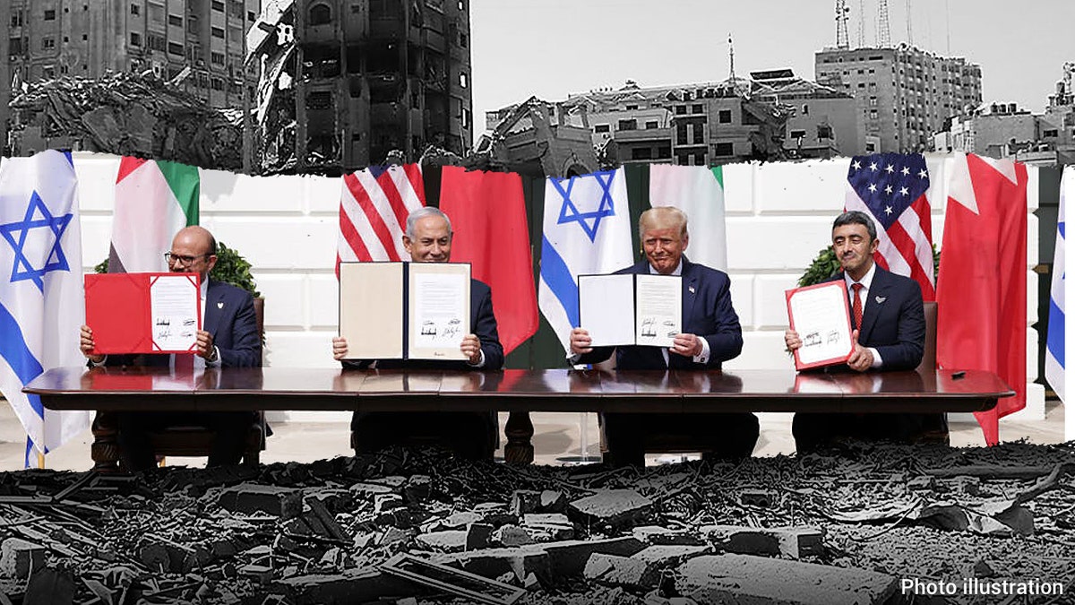 President Trump signs the Abraham Accords with Israel, UAE and Bahrain.