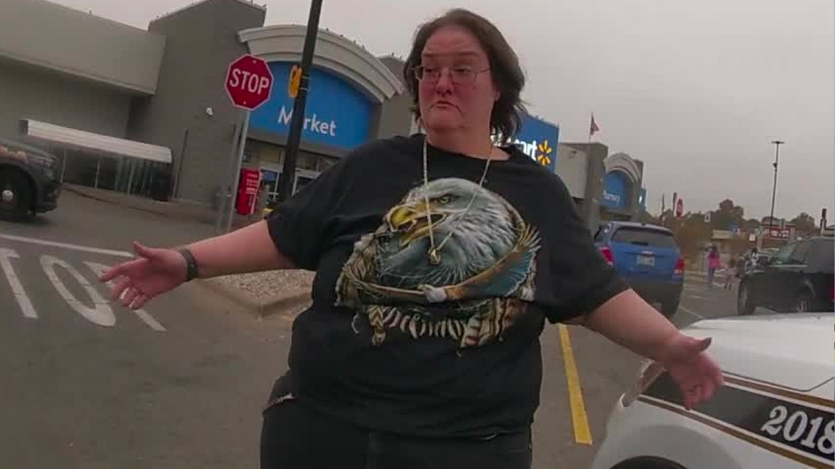 Adrienne Edwards pictured outside her Walmart store in Tulsa police bodycam