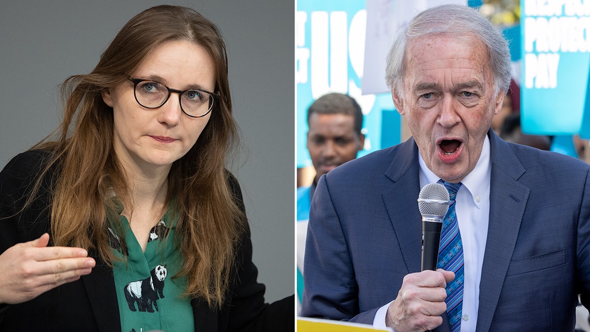 Lisa Badum, a member of the German parliament and chair of its Subcommittee on International Climate and Energy Policy, left, is pictured next to Sen. Ed Markey, D-Mass., who authored the Green New Deal.