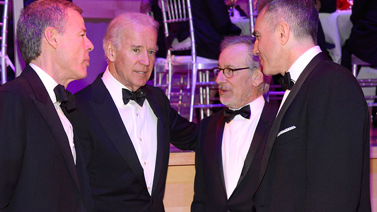 Biden talking to Spielberg at a Gala in 2013.