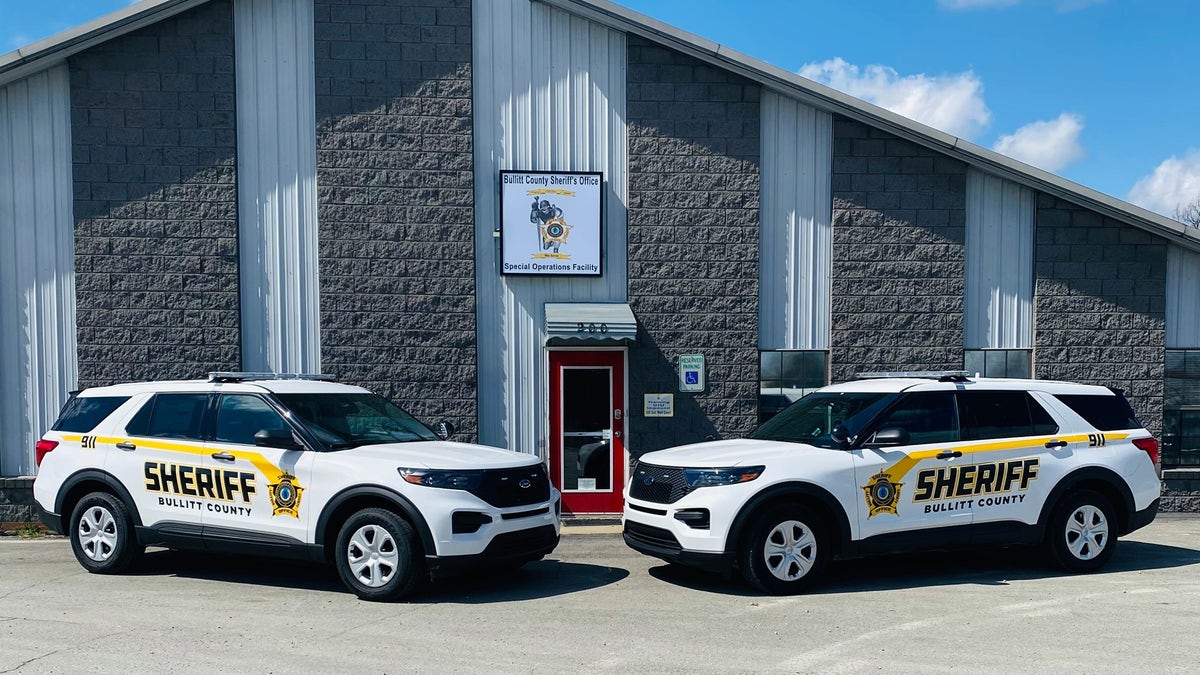 Bulliett County Sheriff's Office vehicles in front of the Sheriff's Office