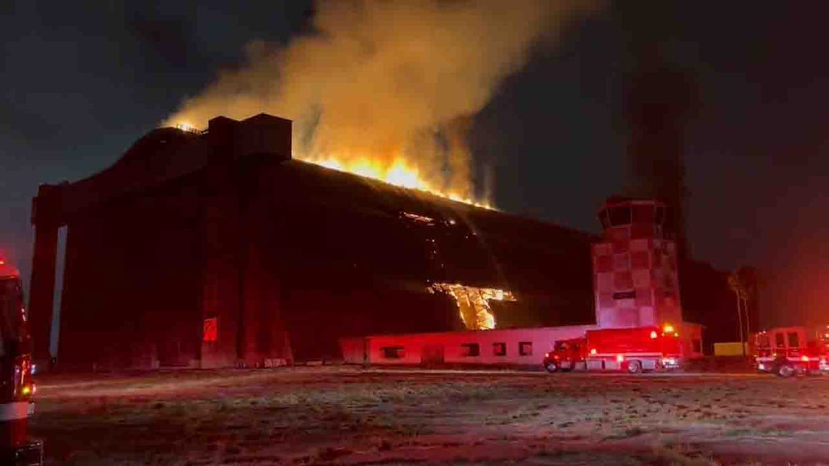fire at blimp hangar