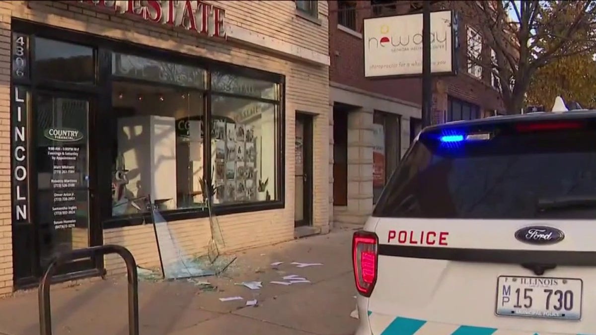 Shattered glass on a Chicago street