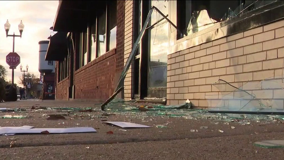 Shattered glass on Chicago street