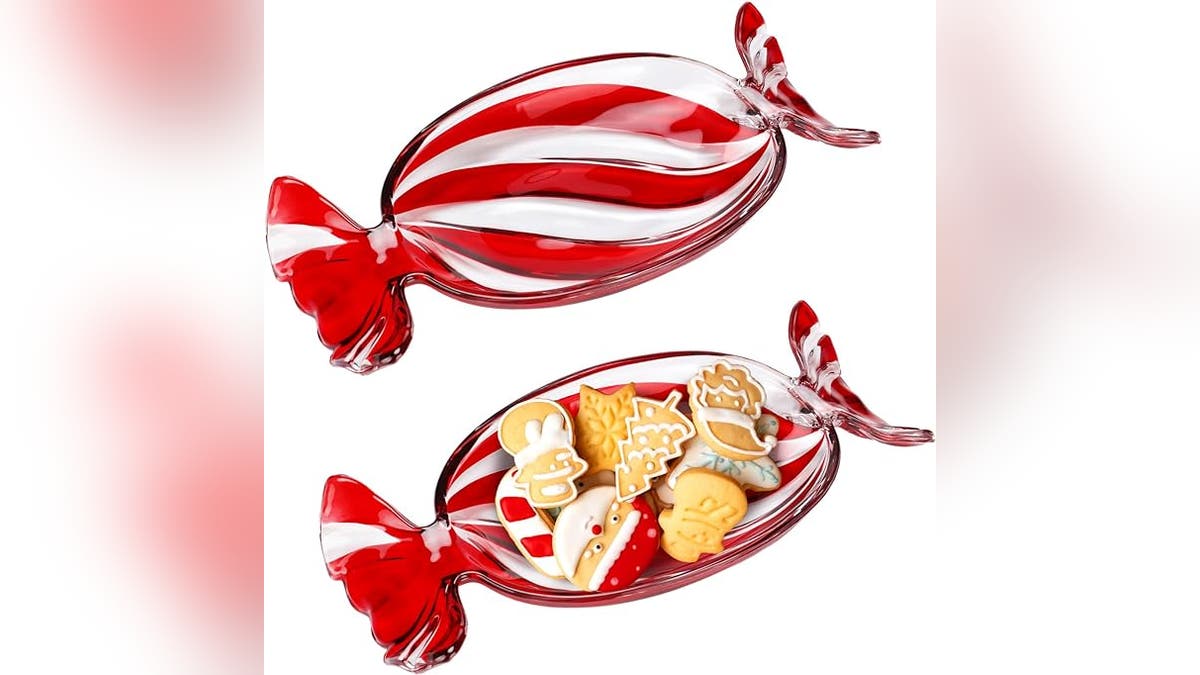 Glass peppermint platters on Amazon