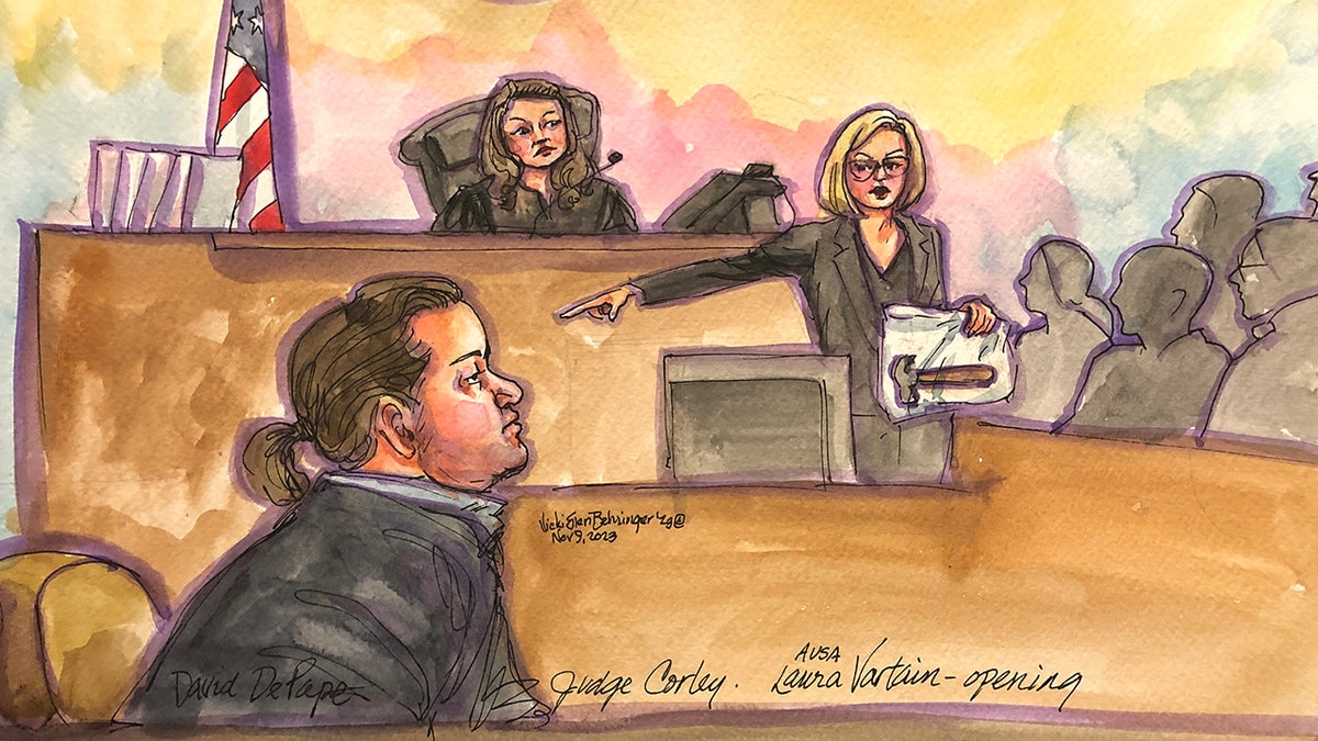 Courtroom sketch showing alleged Paul Pelosi David DePape