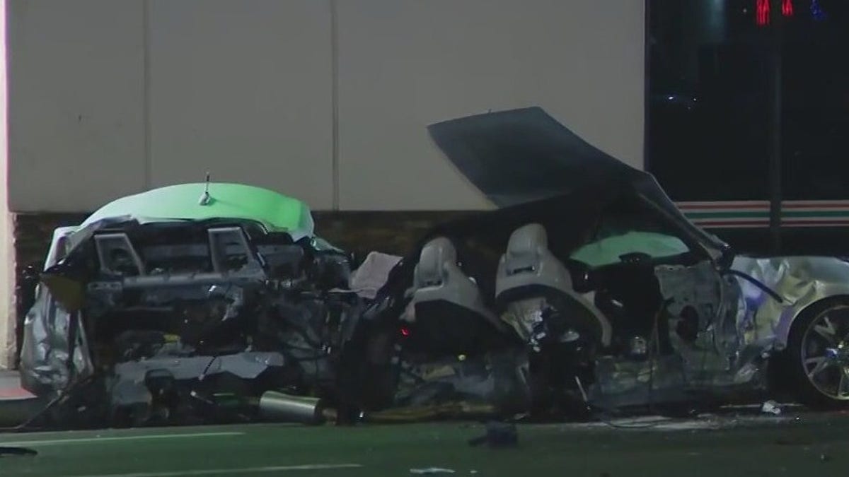 Car split in Long Beach, CA accident