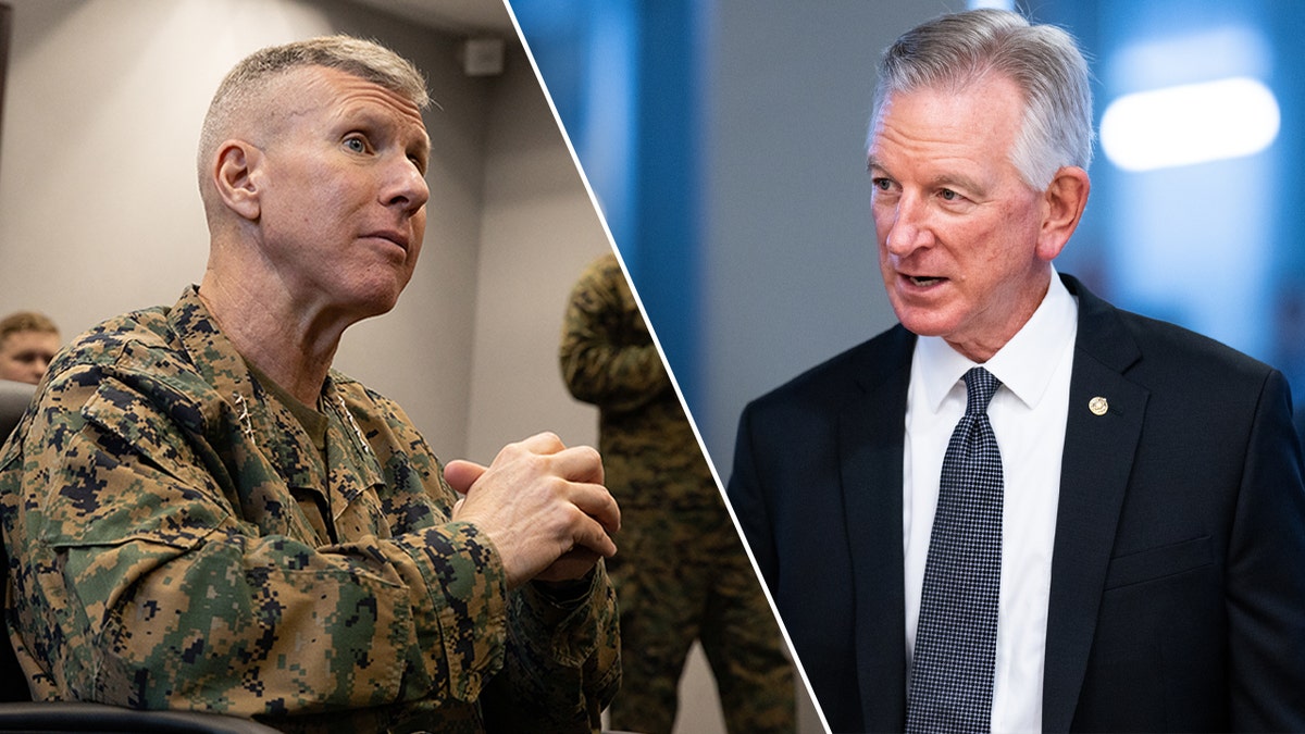 General Eric Smith in combat fatigues, and Senator Tommy Tuberville